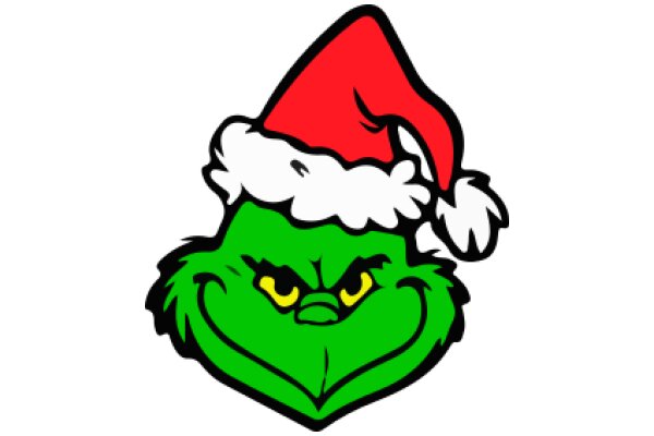 A Festive Christmas Greeting: The Grumpy Grinch in a Santa Hat