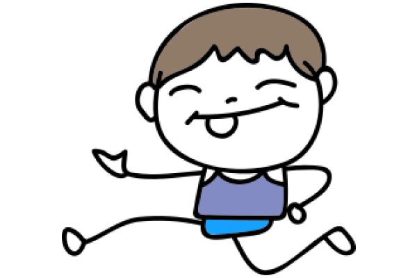 A Playful Cartoon of a Boy with a Tongue Out