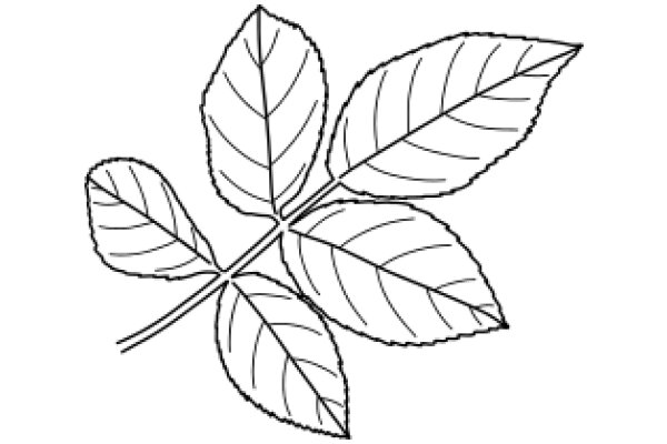 Simplistic Line Drawing of a Leafy Branch