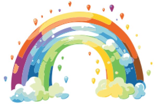 Vibrant Rainbow with Balloons: A Colorful and Joyful Illustration