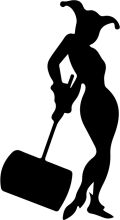 Silhouette of a Joker-like Figure Holding a Shovel