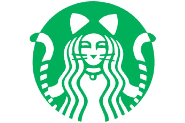 Stylized Starbucks Logo with a Cat's Face