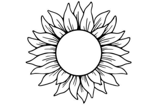 Simplistic Line Drawing of a Sunflower