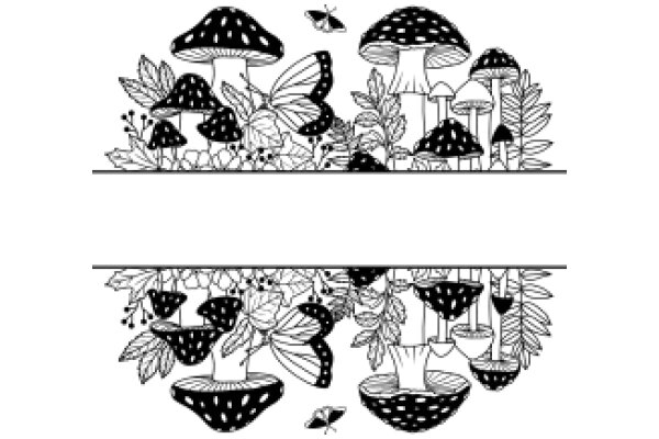 Whimsical Garden: A Illustration of Mushrooms, Butterflies, and Flora