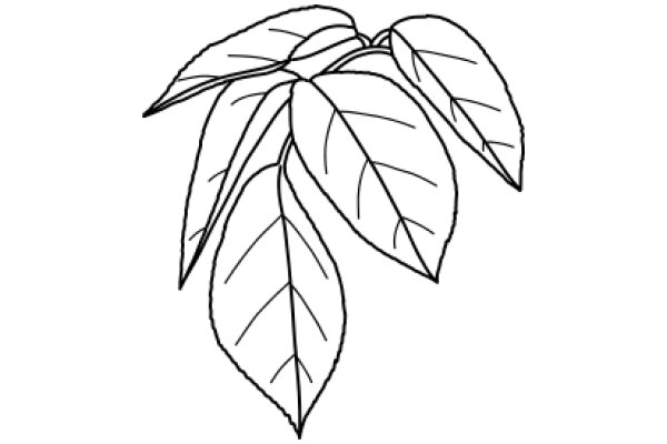 Simplistic Line Drawing of a Leafy Plant