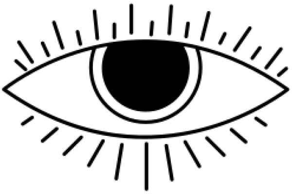 A Simple Line Drawing of an Eye with Eyelashes and Sun Rays