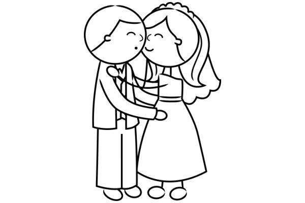 A Heartwarming Embrace: A Cartoon Couple Sharing a Moment of Love and Affection