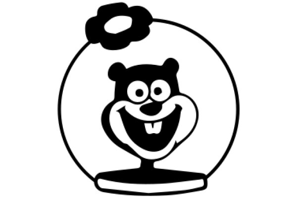 A Playful Illustration of a Smiling Cartoon Character with a Flower on Top