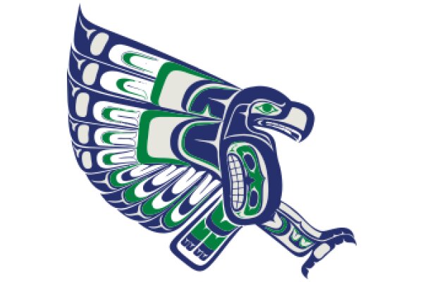 Vividly Detailed Artwork of a Stylized Eagle with Blue and Green Feathers