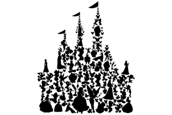 A Silhouette of a Castle Surrounded by a Variety of Characters