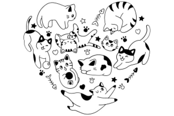 A Whimsical Scene of a Heart-Shaped Garden with Various Animals