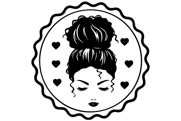 Whimsical Portrait of a Woman with a Heart-Adorned Halo