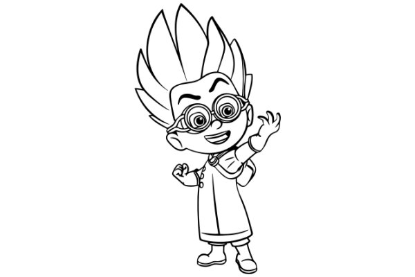 A Whimsical Character: A Cartoon Boy with Spiky Hair and Glasses