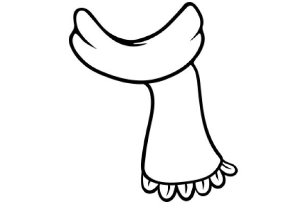 Simplistic Line Drawing of a Banana with a Ruffled Bottom