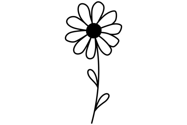 Simplistic Line Drawing of a Flower