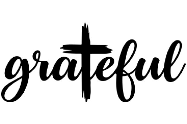 Logo of the Word 'GRATEFUL' with a Cross Design