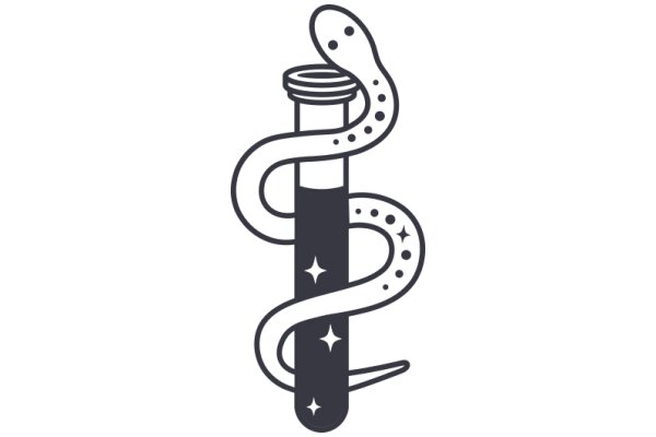 A Playful Illustration of a Snake Coiled Around a Test Tube