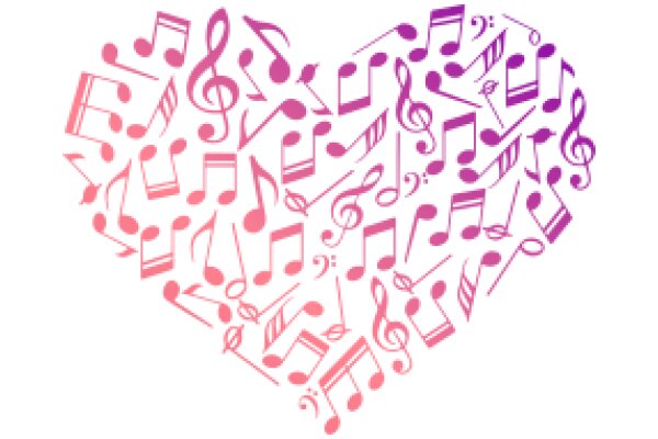 Musical Melodies: A Pink Heart of Music Notes