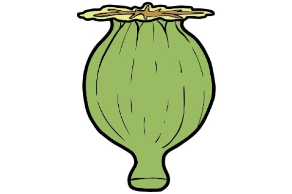 A Cartoon Illustration of a Large Green Vegetable with a Yellow Top