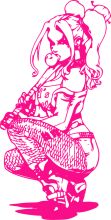 Vivid Pink Illustration of a Female Character with a Bubblegum Theme