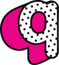 Stylized Letter 'Q' with Pink and White Dots