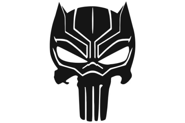 Stylized Black Mask with White Outlines