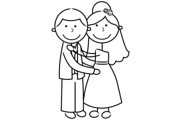 A Heartwarming Embrace: A Cartoon Couple's Affectionate Moment