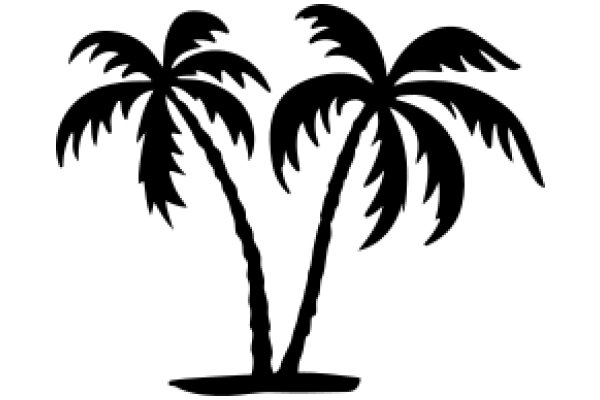 Silhouette of Two Palm Trees on a White Background