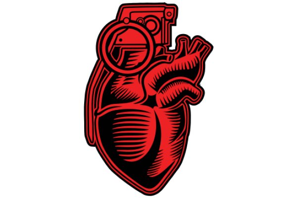 Vintage Red Heart with Camera Lens Design