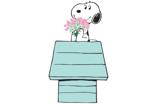 Snoopy's Delight: A Whimsical Illustration of a Dog's Love for Flowers