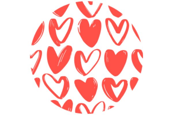 Vibrant Red Heart Pattern on a White Background