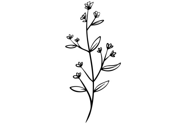 Line Drawing of a Flowering Plant