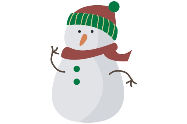 A Festive Winter Scene: A Snowman in a Cozy Hat and Scarf