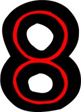 Simplistic Digital Art: A Minimalist Black and Red Number Eight