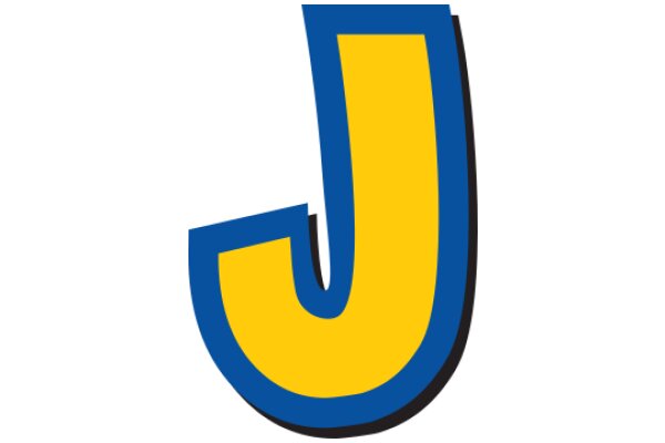 Vibrant Blue and Yellow Letter 'J' in a Stylized Font