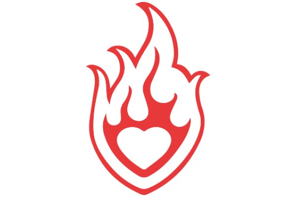 Vivid Red and White Heart-Shaped Flame Logo