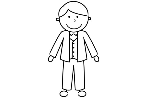 A Simple Line Drawing of a Smiling Man in a Suit