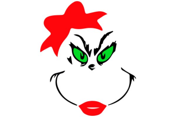 A Whimsical Character with a Red Bow and Green Eyes