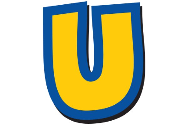 Vibrant Letter U in Blue and Yellow