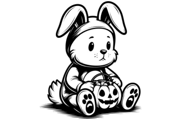 Adorable Halloween Bunny with Paws and Ears