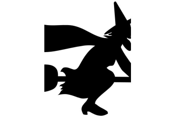 Silhouette of a Wizard on a Broomstick