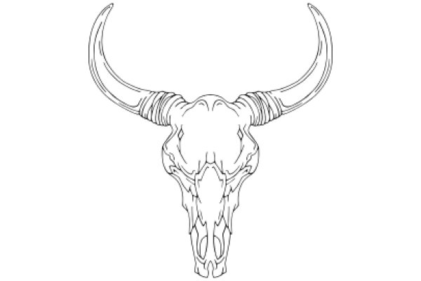 Stylized Sketch of a Bull's Head with Horns