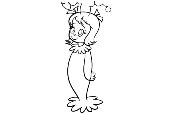 A Whimsical Cartoon of a Mermaid-like Character with Antlers