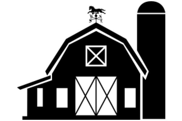 A Silhouette of a Barn and Silo, with a Horse on Top