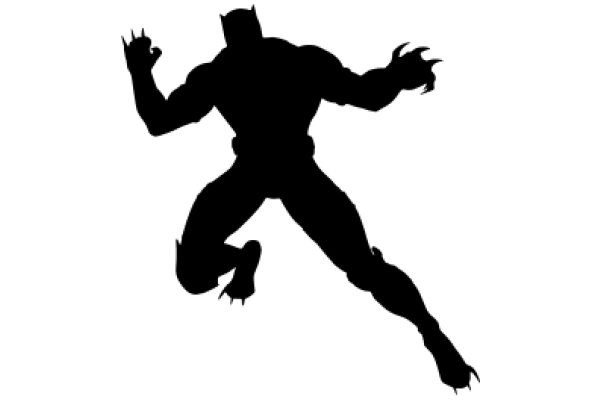 Silhouette of a Muscular Superhero in Action