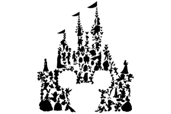 A Silhouette of a Castle Surrounded by a Variety of Characters