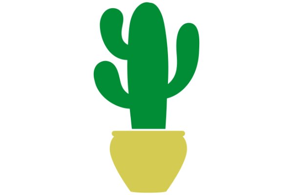 Simplistic Green Cactus with Yellow Pot