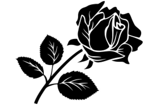 Floral Silhouette: Rose and Leaf