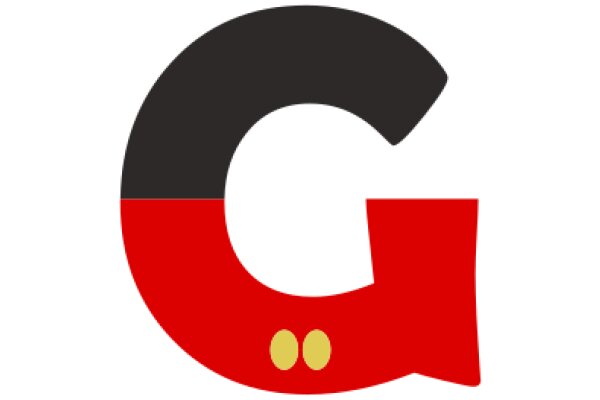 Stylized Letter 'G' with Red and Black Design Elements