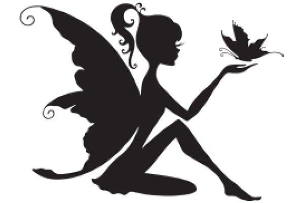 Silhouette of a Female Figure with a Butterfly in Her Hand